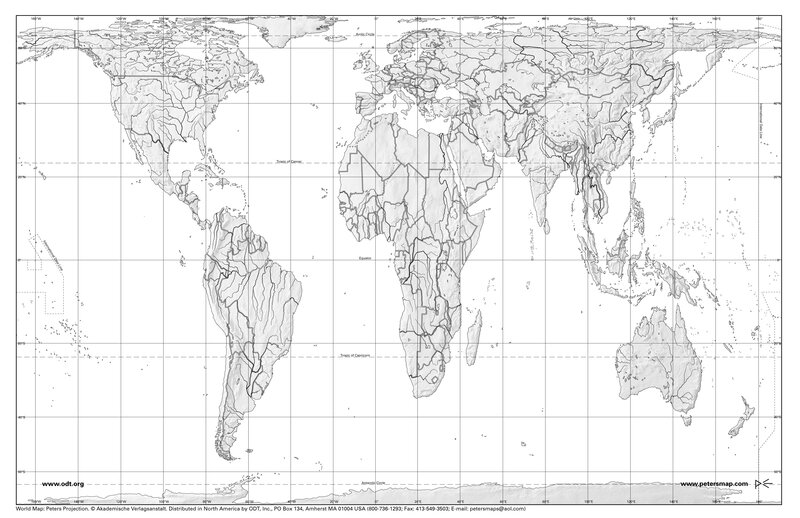 World map with grid and rivers