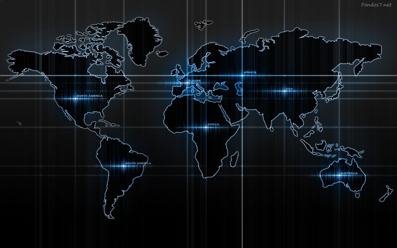 World Map with Grid — Black, Technological