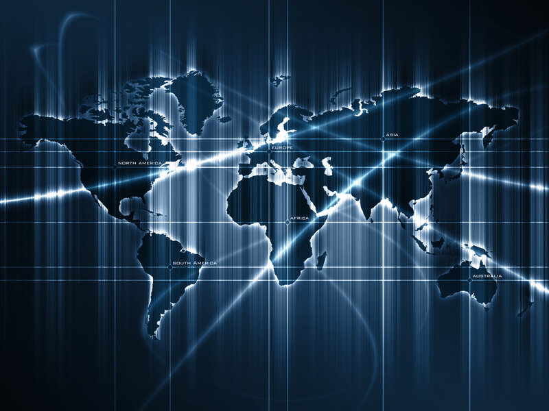 World Map with Grid — Blue