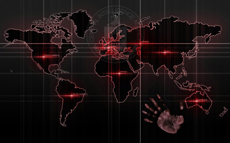 World Map with Handprint