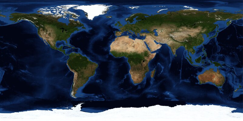 World map with ice caps