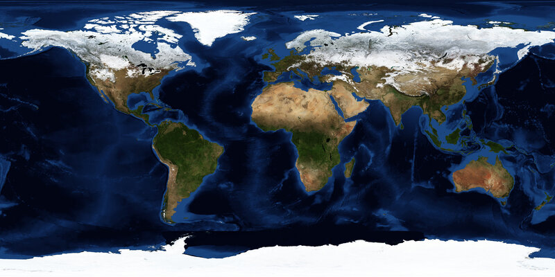 World Map with Ice Cover