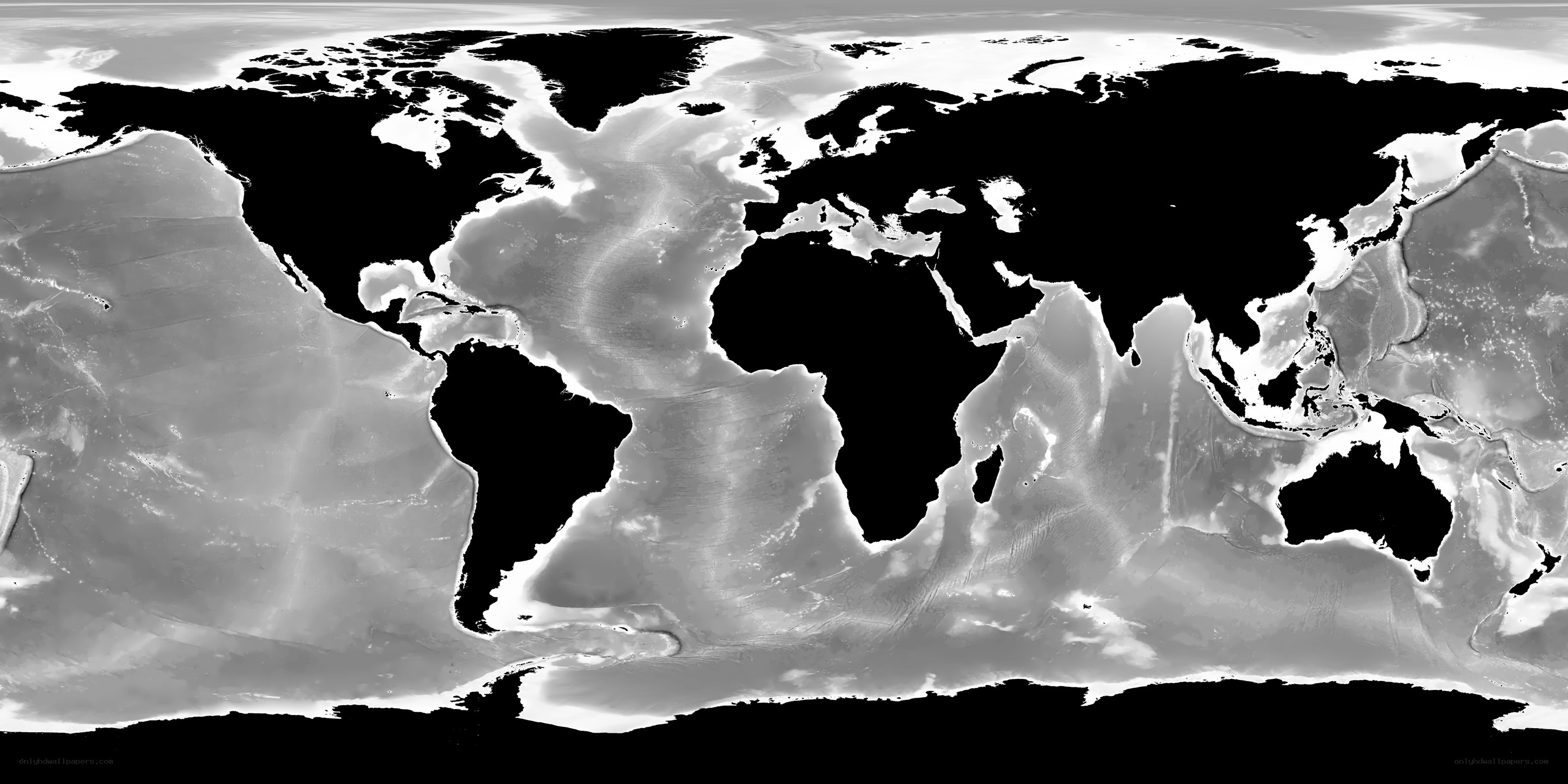 world map with land and water