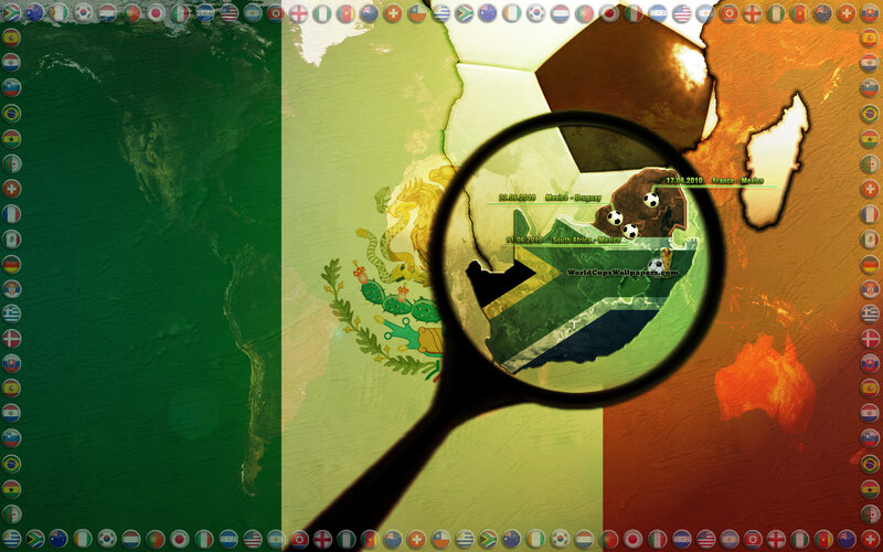 World Map with Magnifying Glass — Green