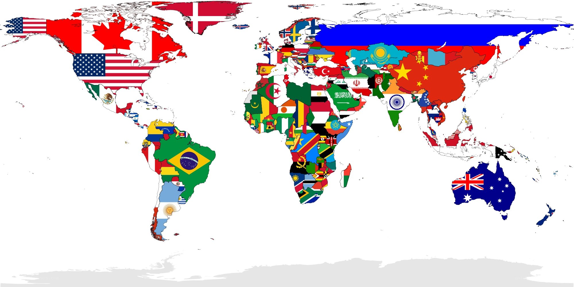 World map with national flags