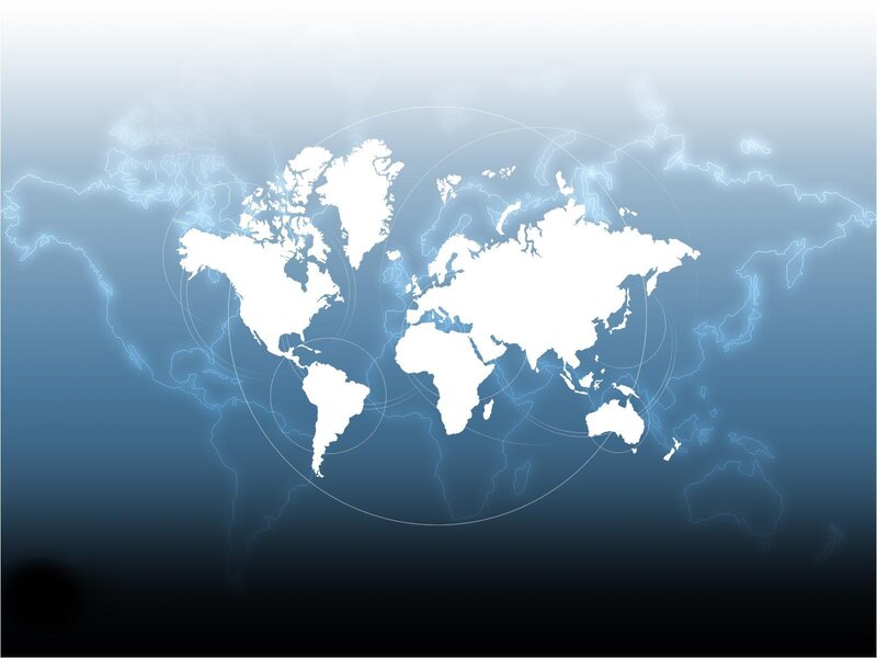 world map with network lines