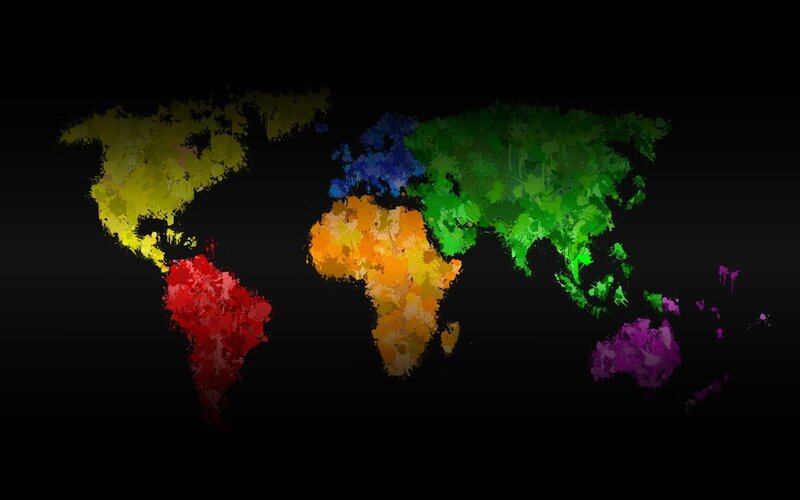 World Map with Paint Splatter — Black
