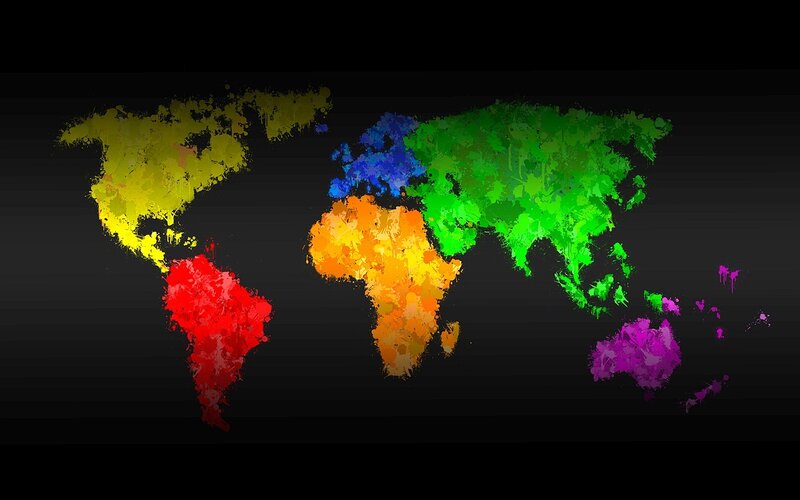World Map with Paint Splatter
