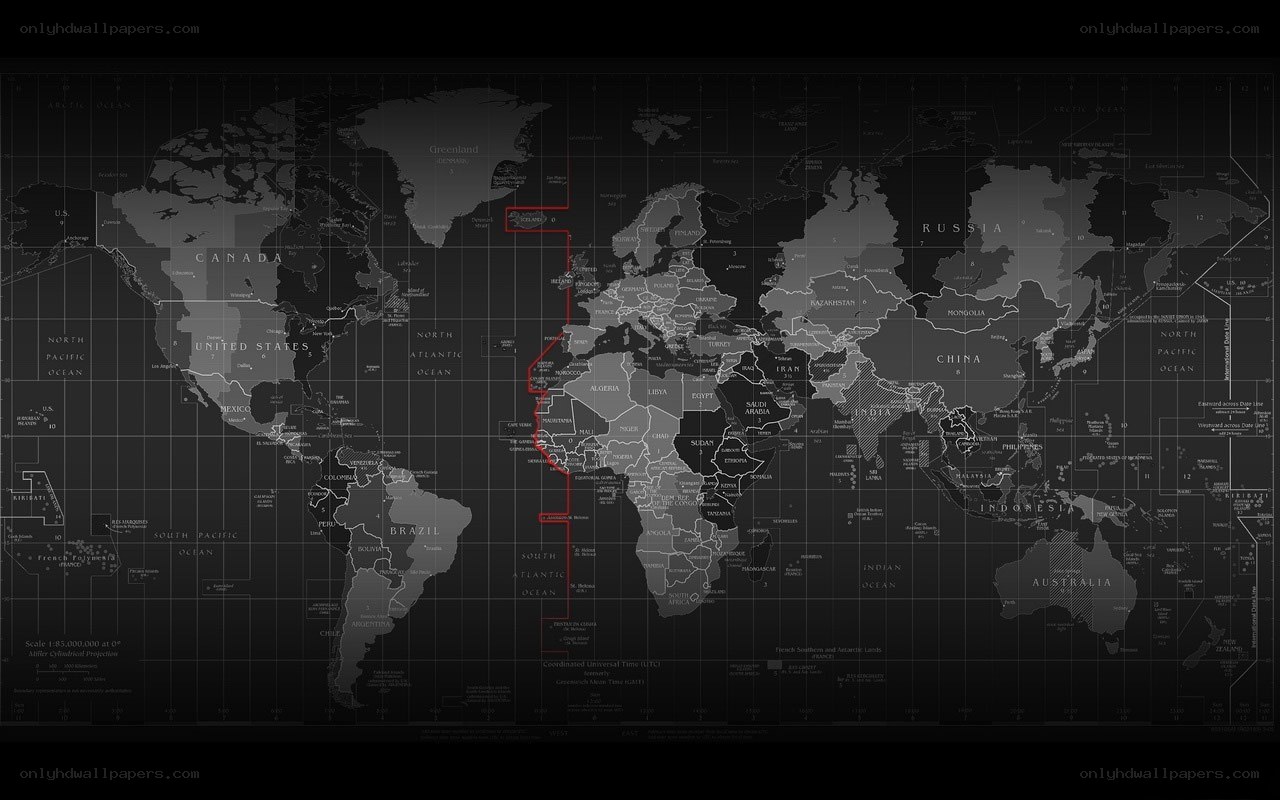 world map with red line