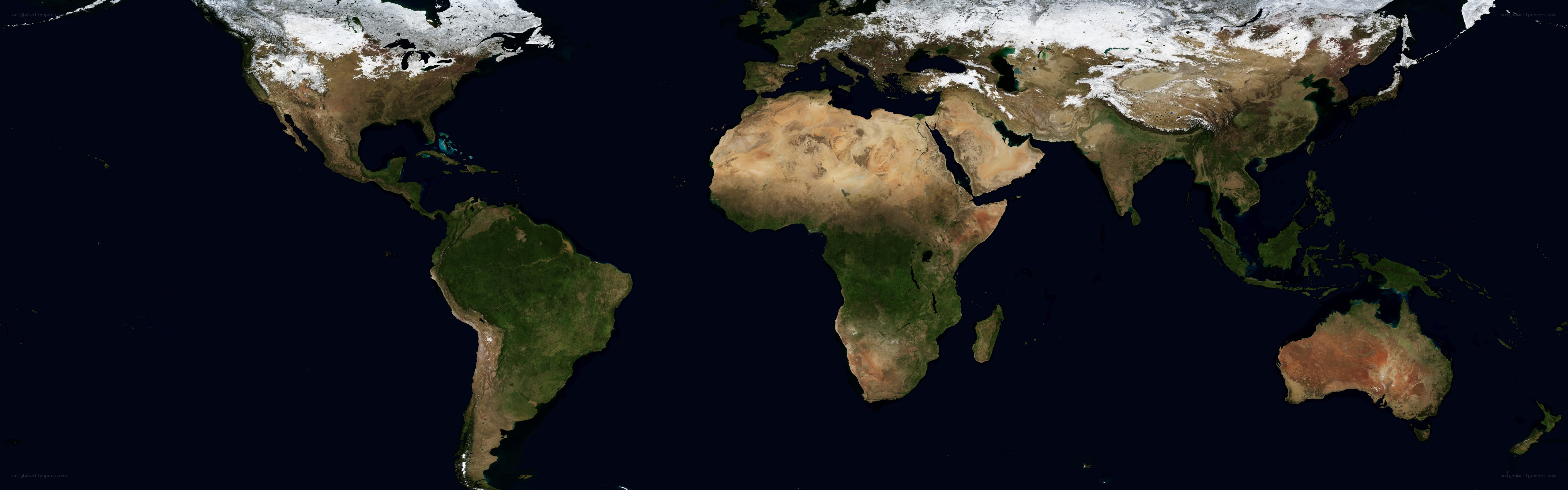 world map with snow cover