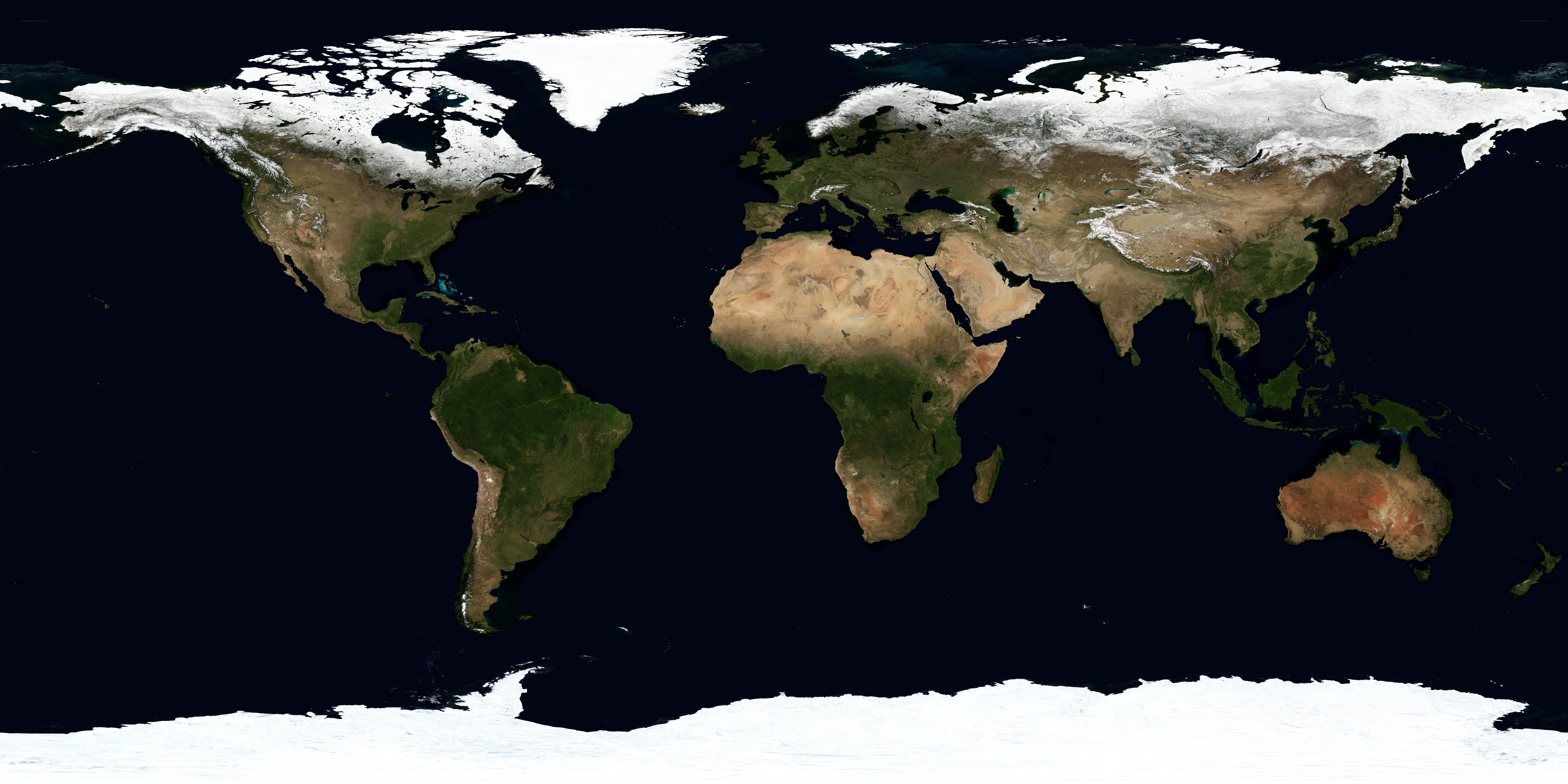 world map with snow cover
