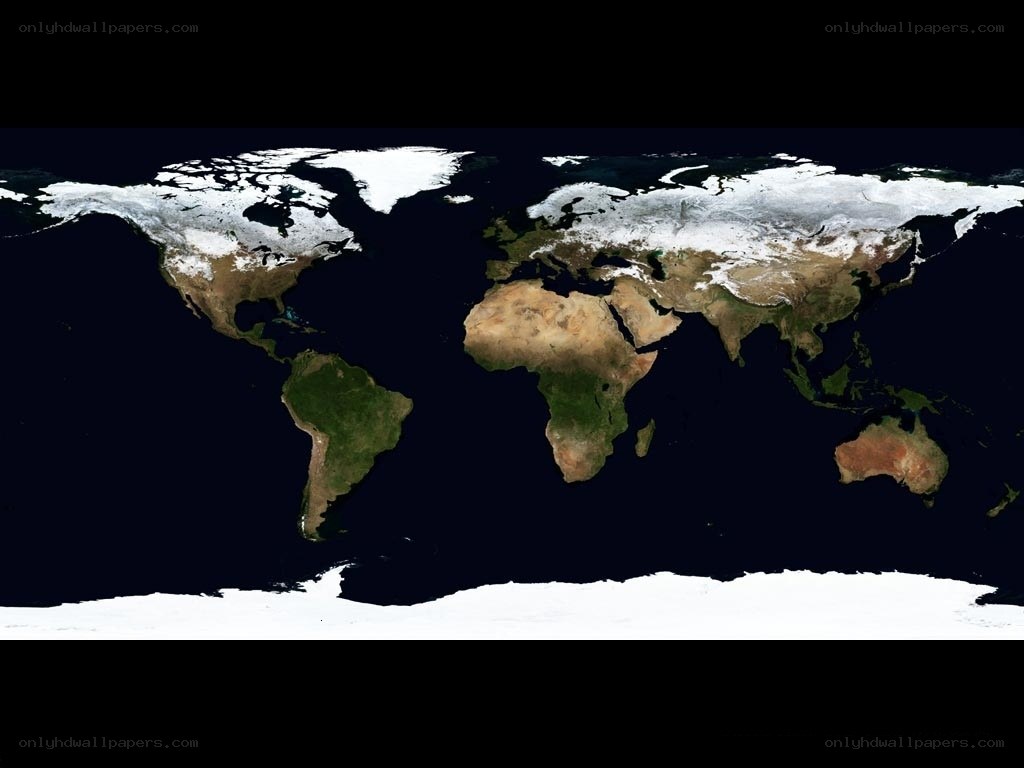 world map with snow cover
