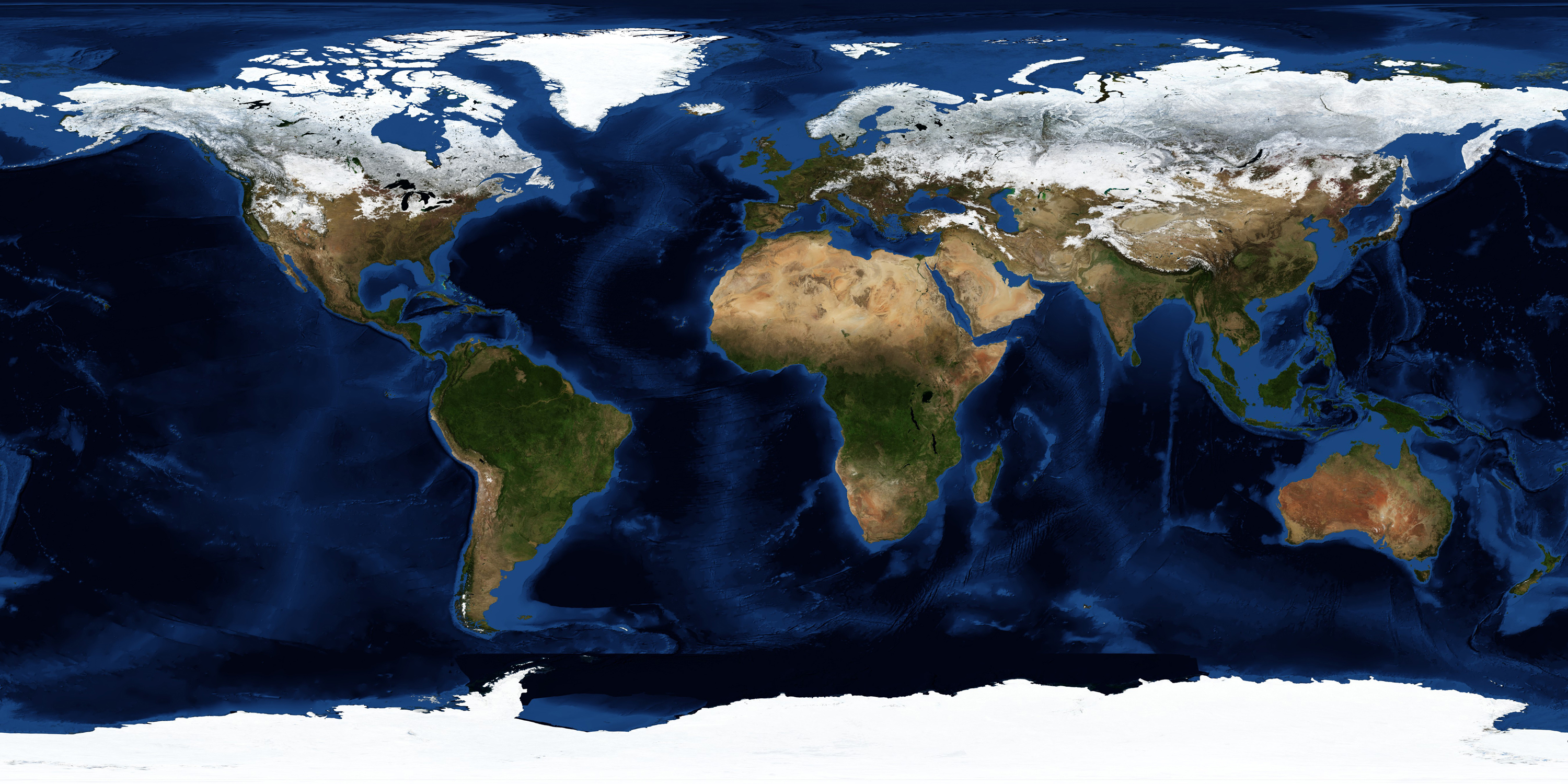 world map with snow cover