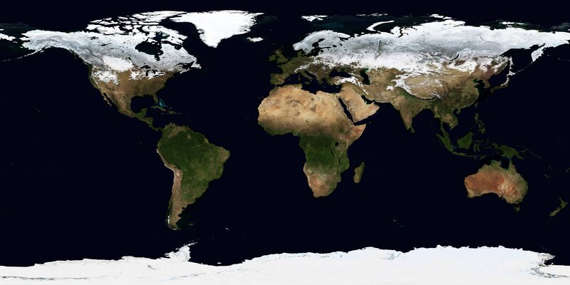 World Map with Snow Cover — White