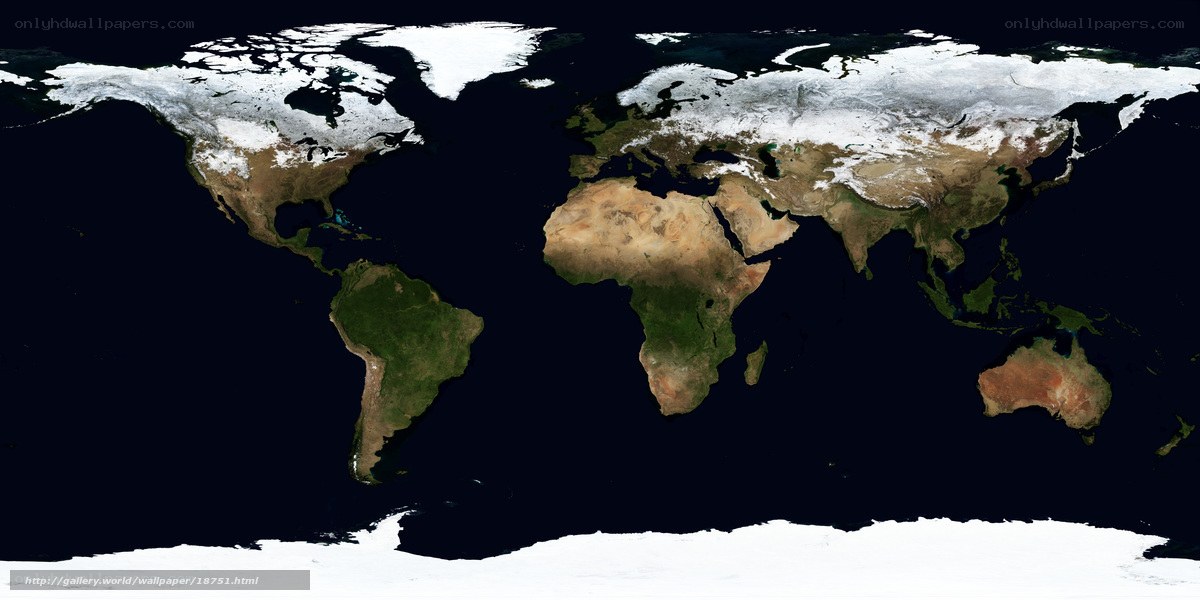 World map with snow cover