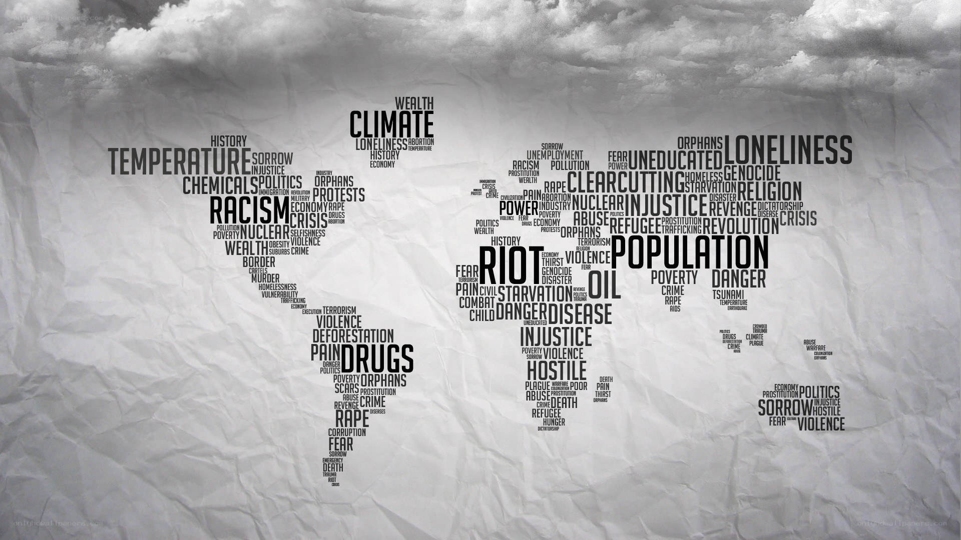 World map with social issues
