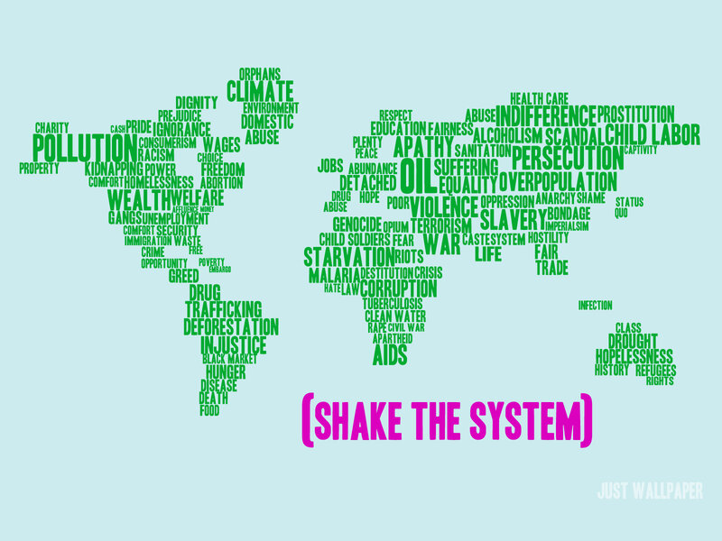 World map with social issues