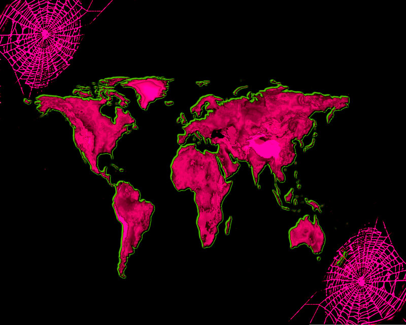 World Map with Spiderwebs