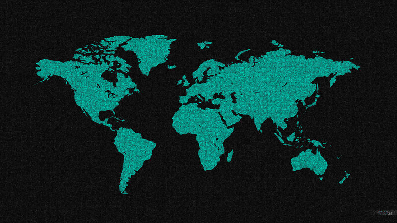 world map with teal continents