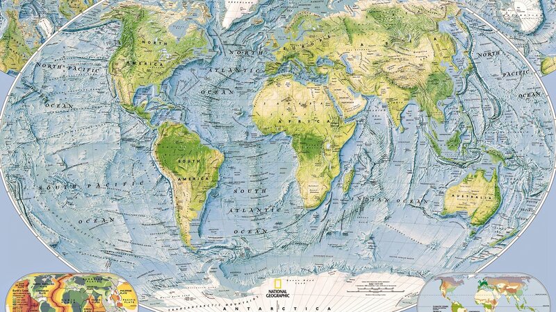 world map with tectonic plates