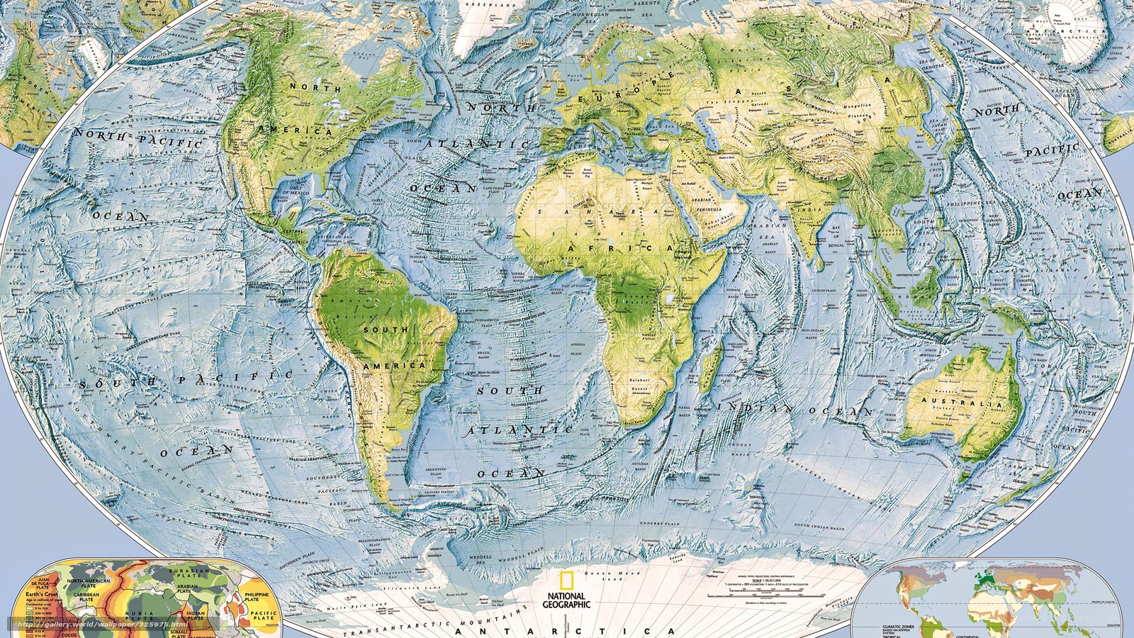 World map with tectonic plates