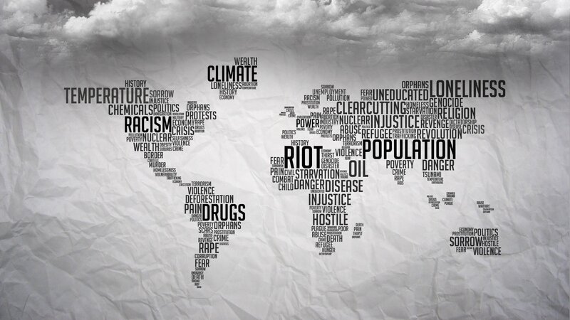 World Map with Text — Gray