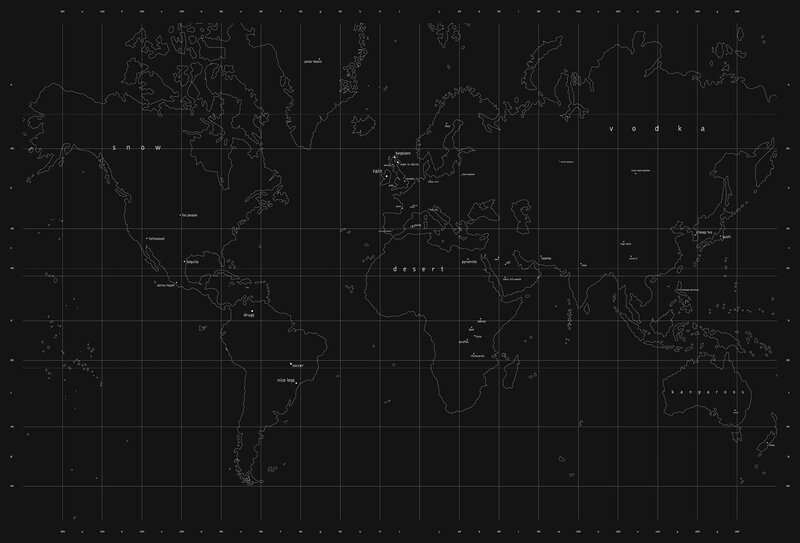 world map with text labels