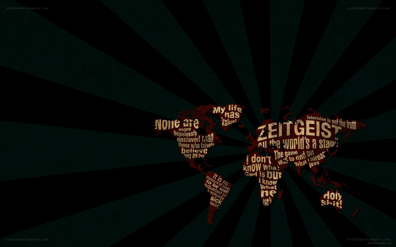 World map with text quotes