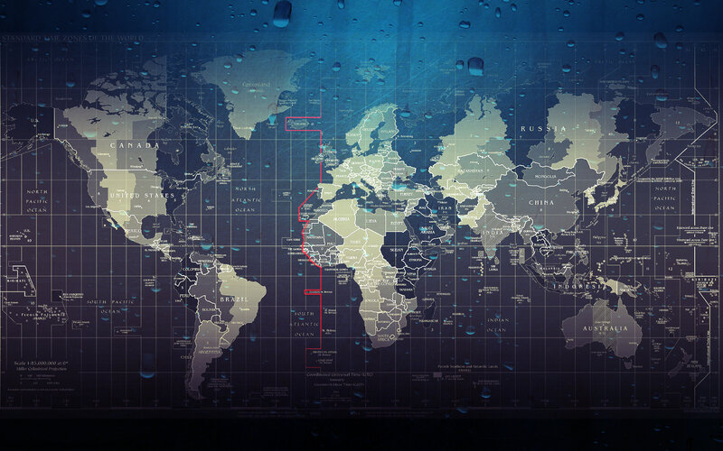 World map with time zones