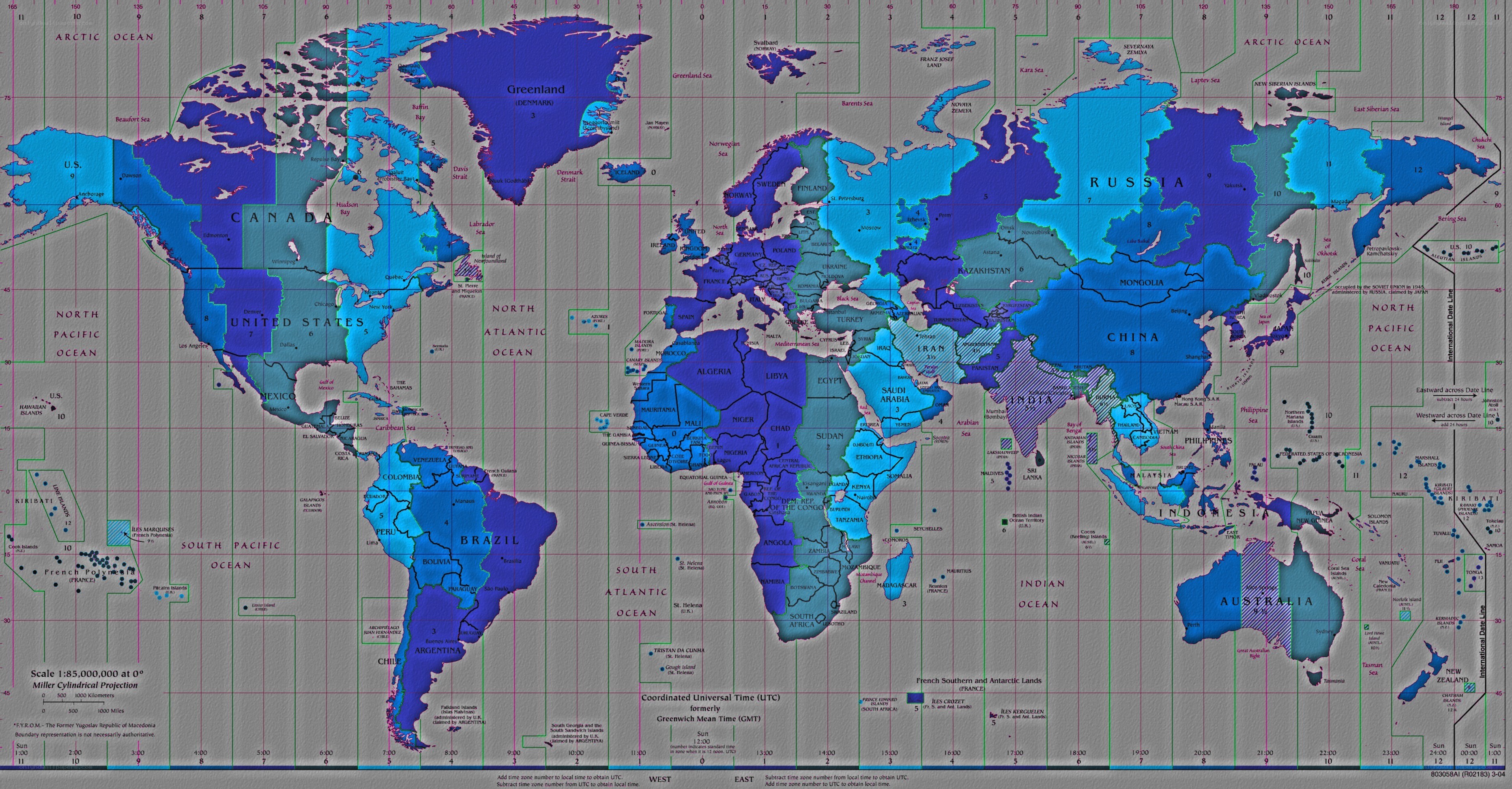world map with time zones