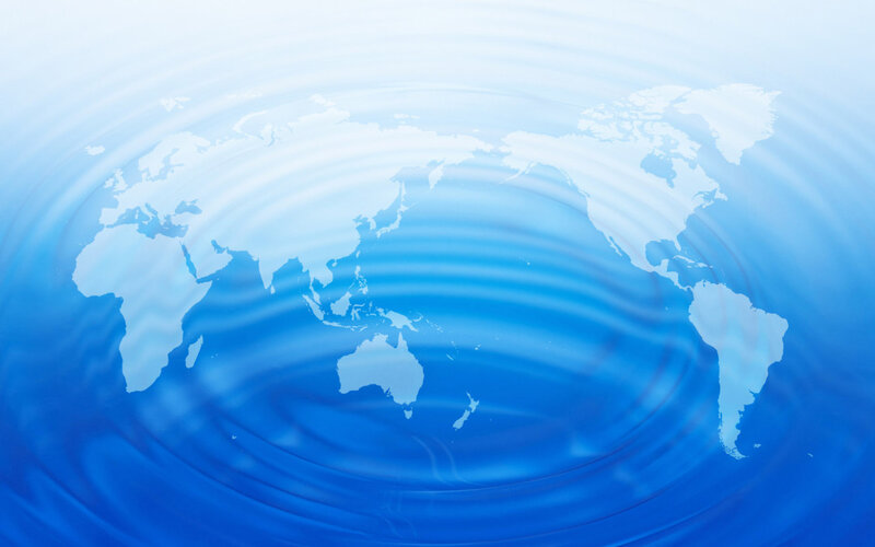 world map with water ripples