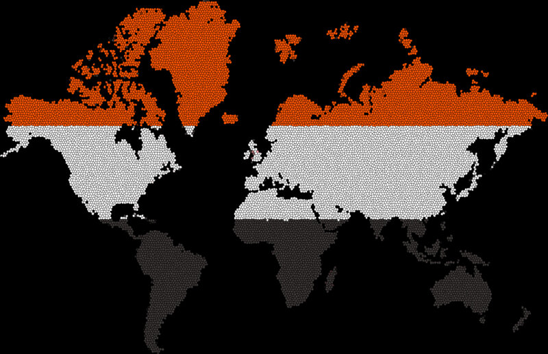 World map with Yemeni flag colors
