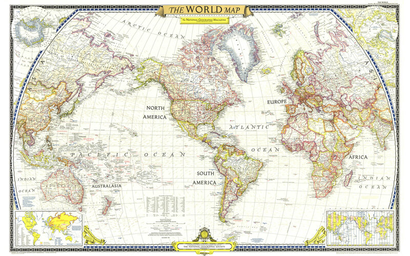 World Map — Yellow, Informative