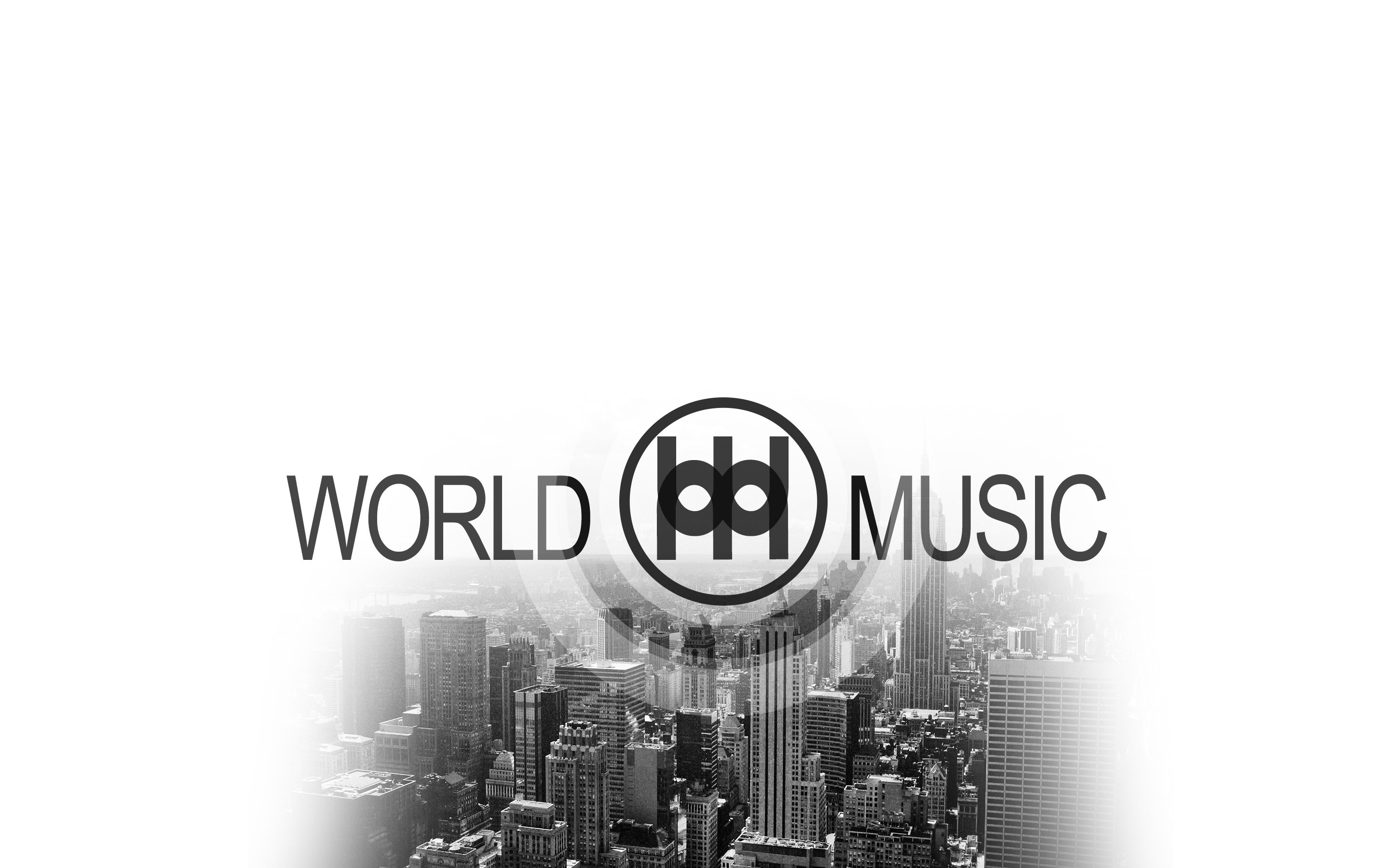 World Music logo on cityscape
