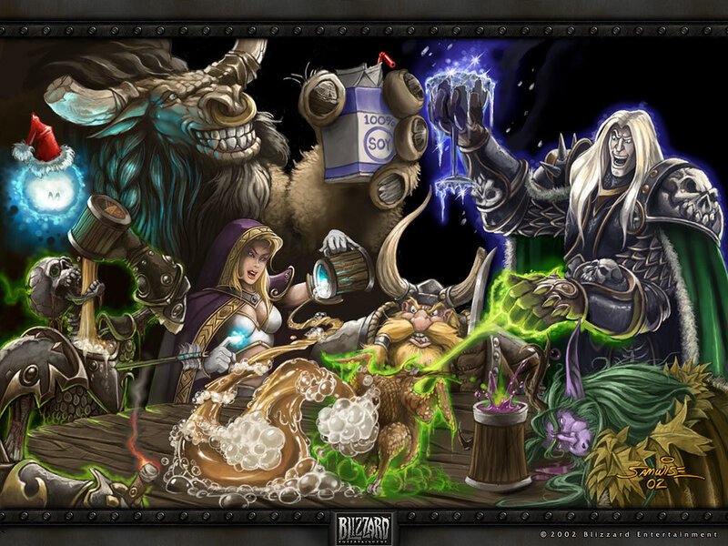 World of Warcraft characters in a tavern