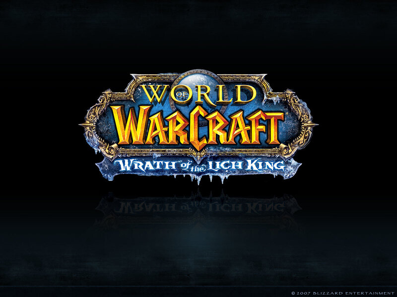World of Warcraft Logo — Black, Dramatic, Digital Art, Text, Reflection, Blue