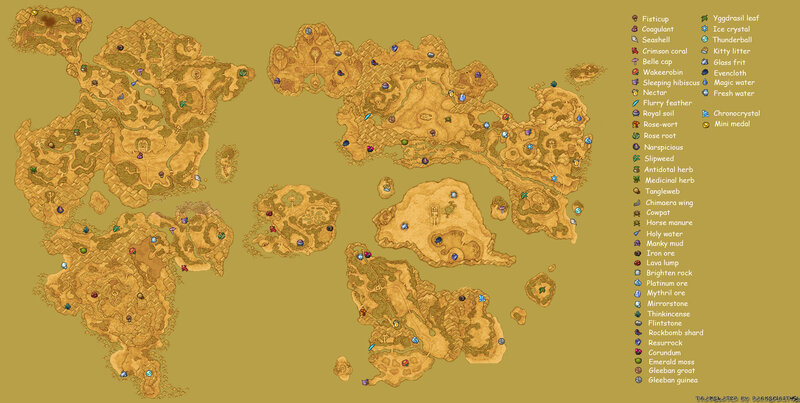 World of Warcraft map with resource locations