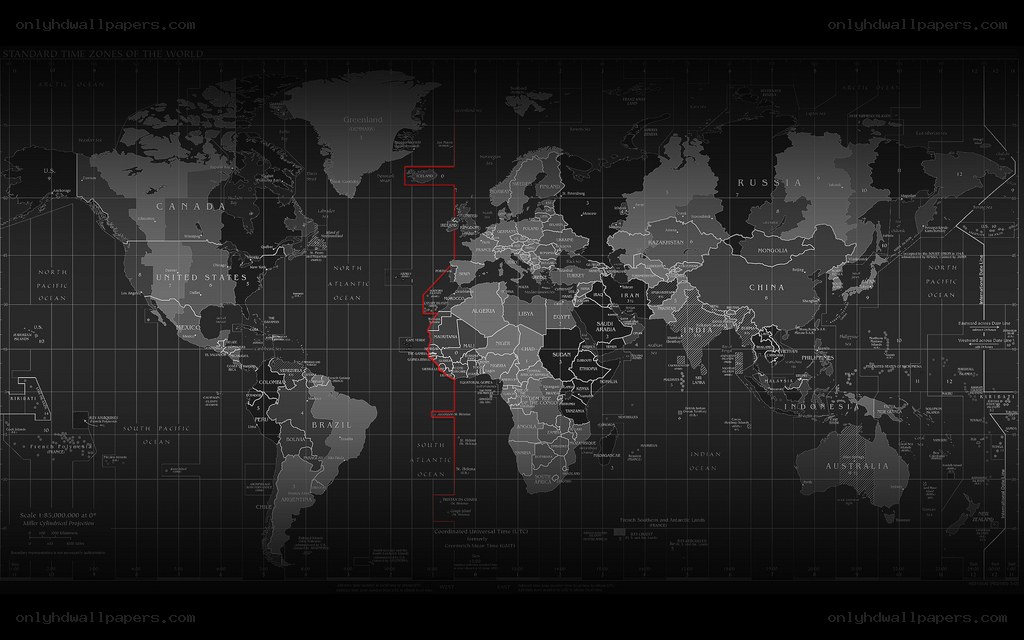 World time zones map