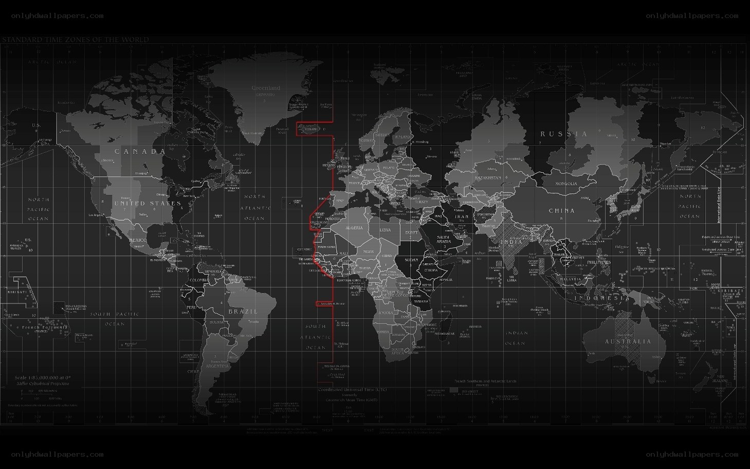 World time zones map