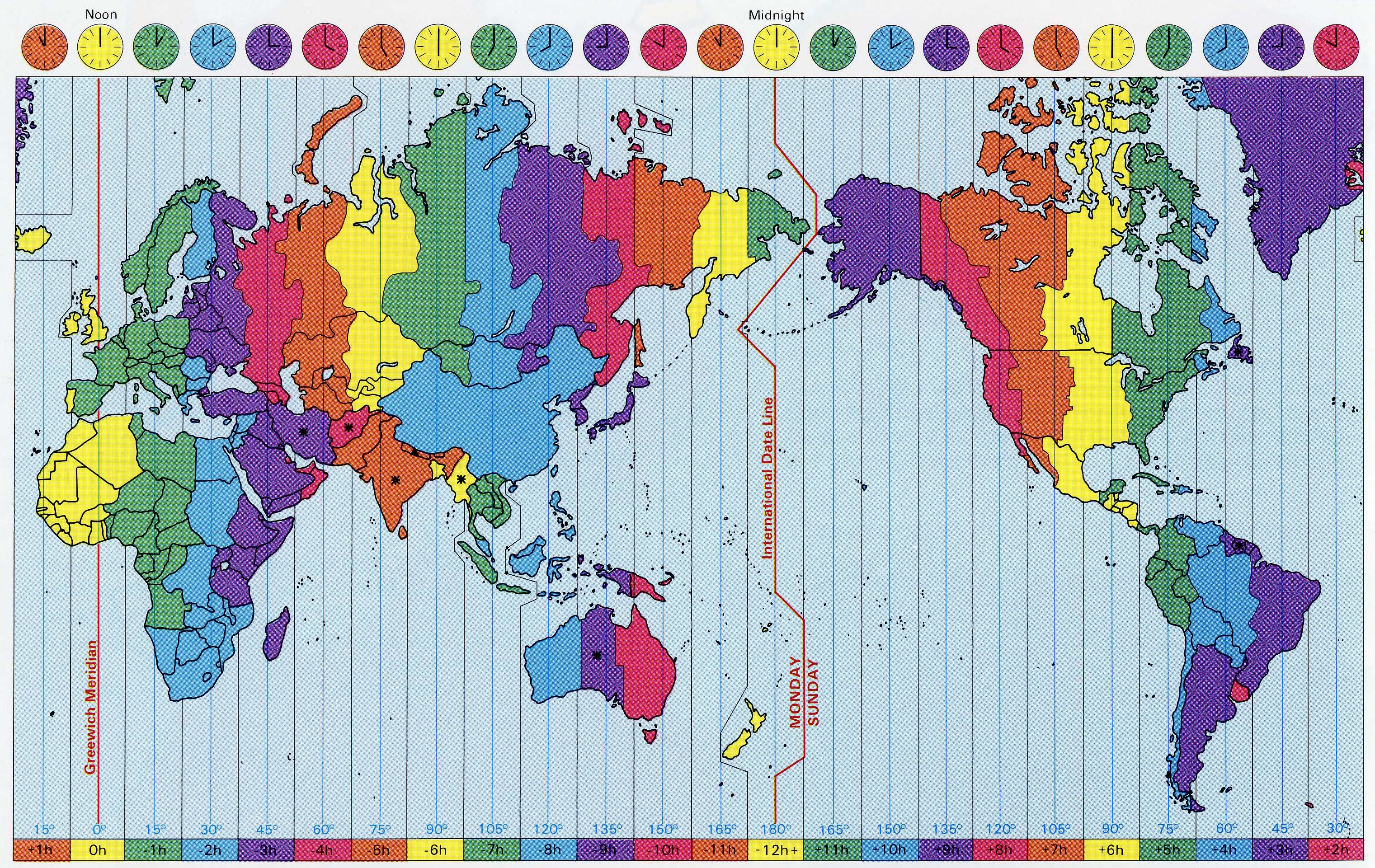 World time zones map