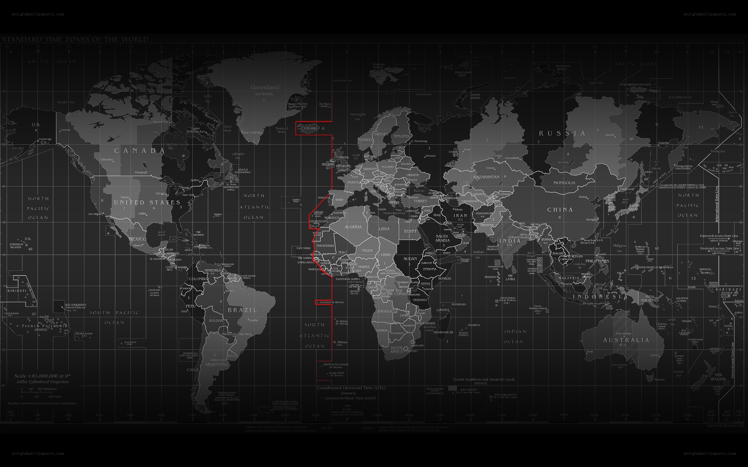 World time zones map