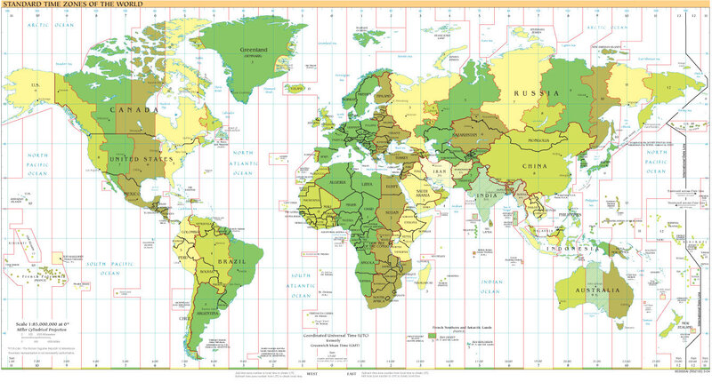 World time zones map