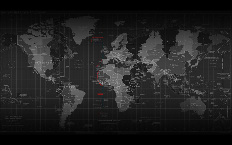 World Time Zones Map — Black