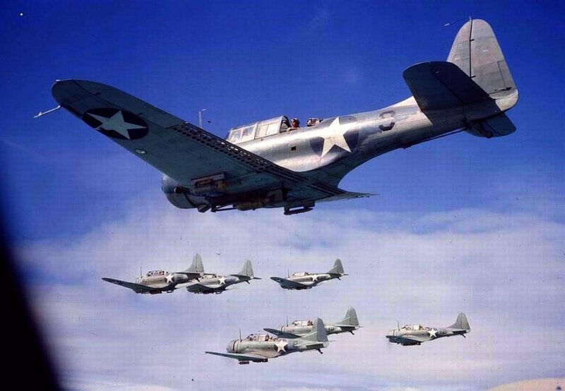 World War II Aircraft Formation — Blue
