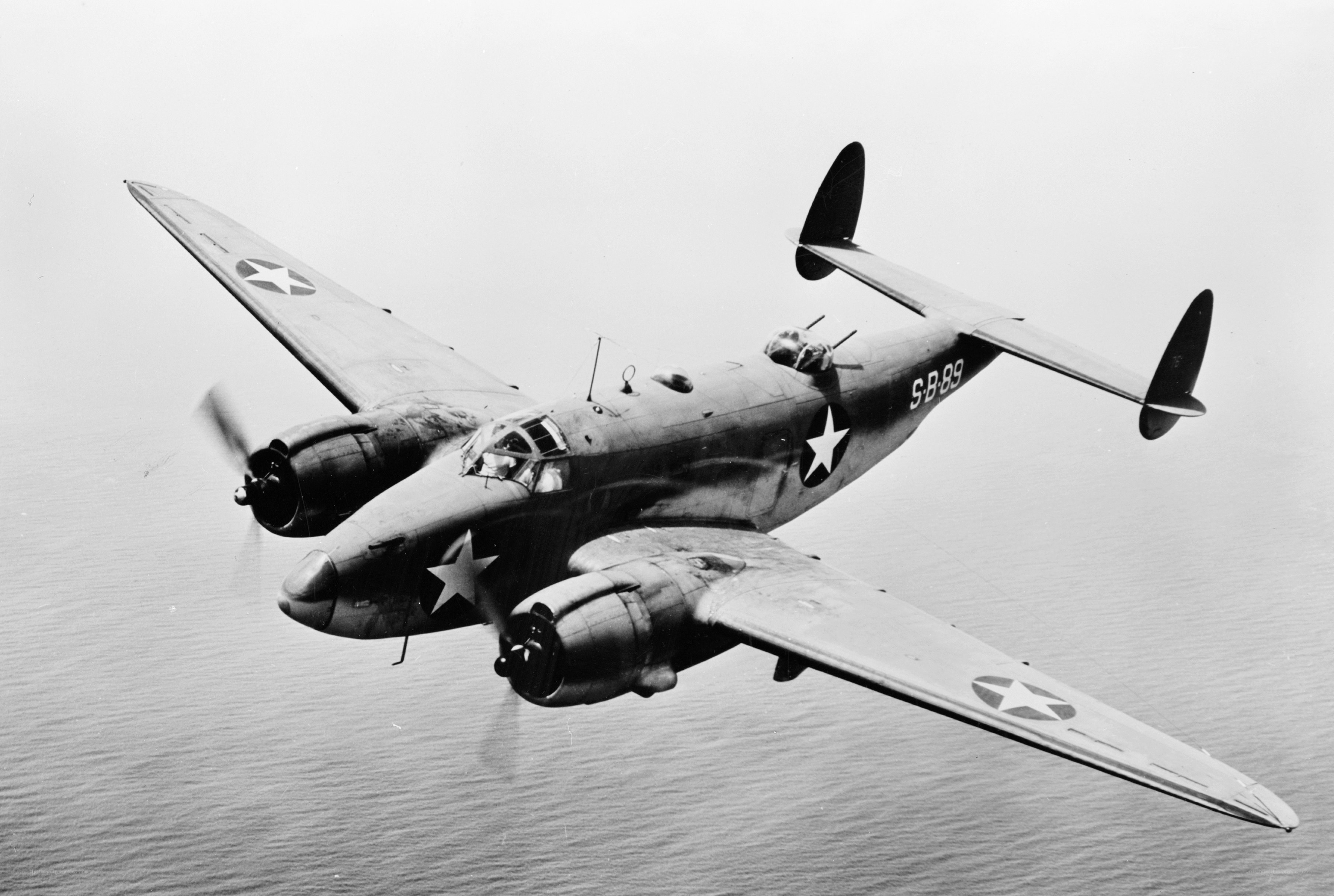 World War II bomber in flight