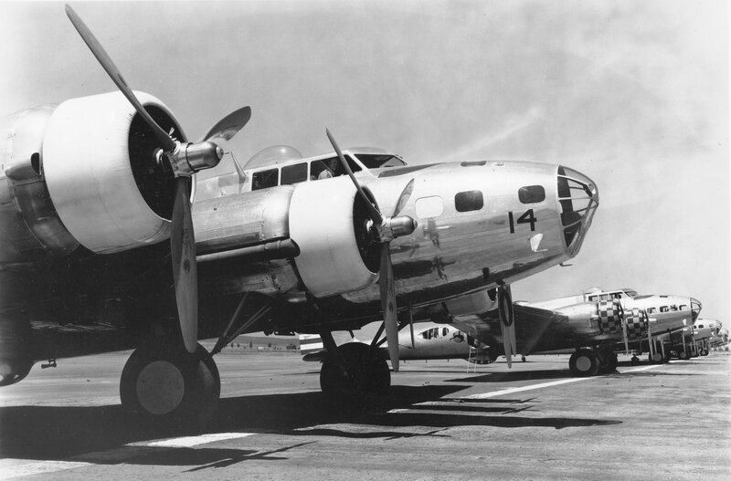 World War II-era bombers on tarmac