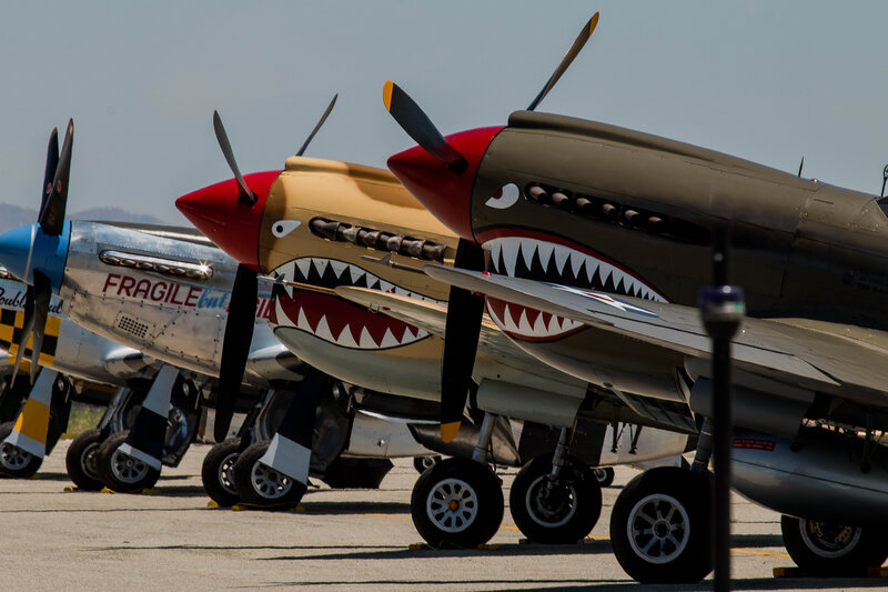 World War II fighter planes on display