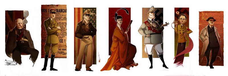 World War II leaders caricatures