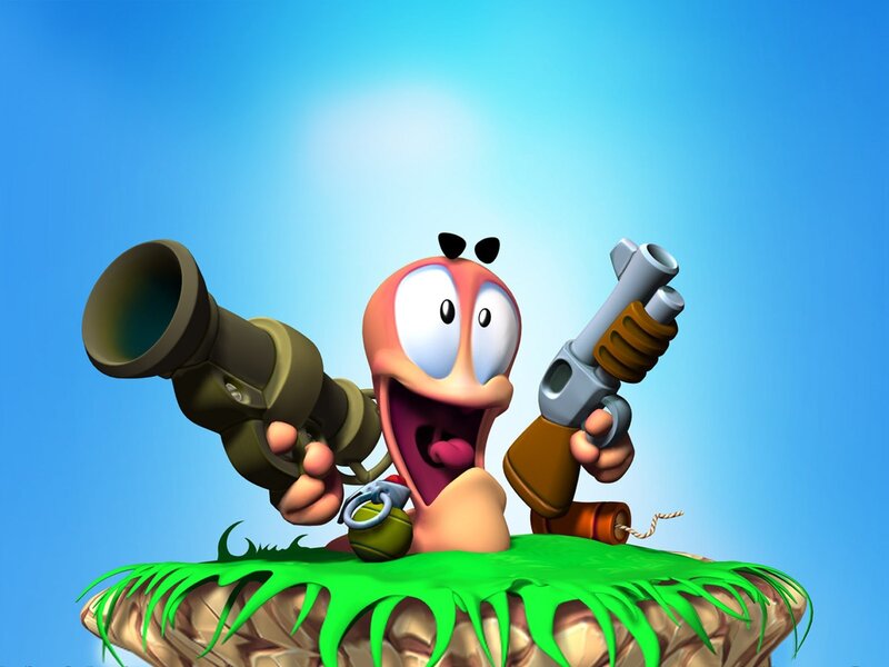 Worm character with weapons