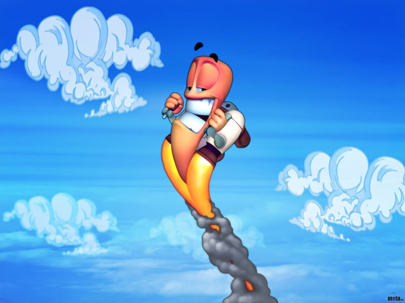Worm in rocket suit